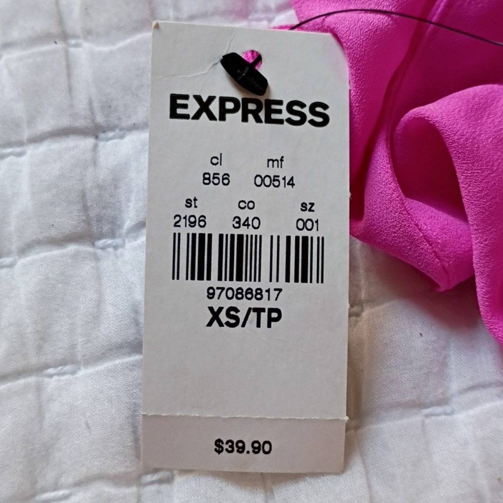 Express Vibrant Pink Ruffle Blouse - Picture 4 of 4